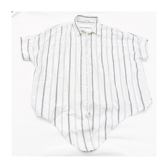 Madewell Vertical Striped Top Button Down Tie-up SZ S - Picture 1 of 6